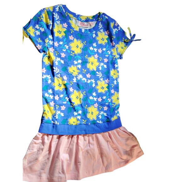 A for Awesome Cotton Blend S/S Dropwaist Casual Dress, XS Ellis Blue Floral NWOT - Picture 5 of 5